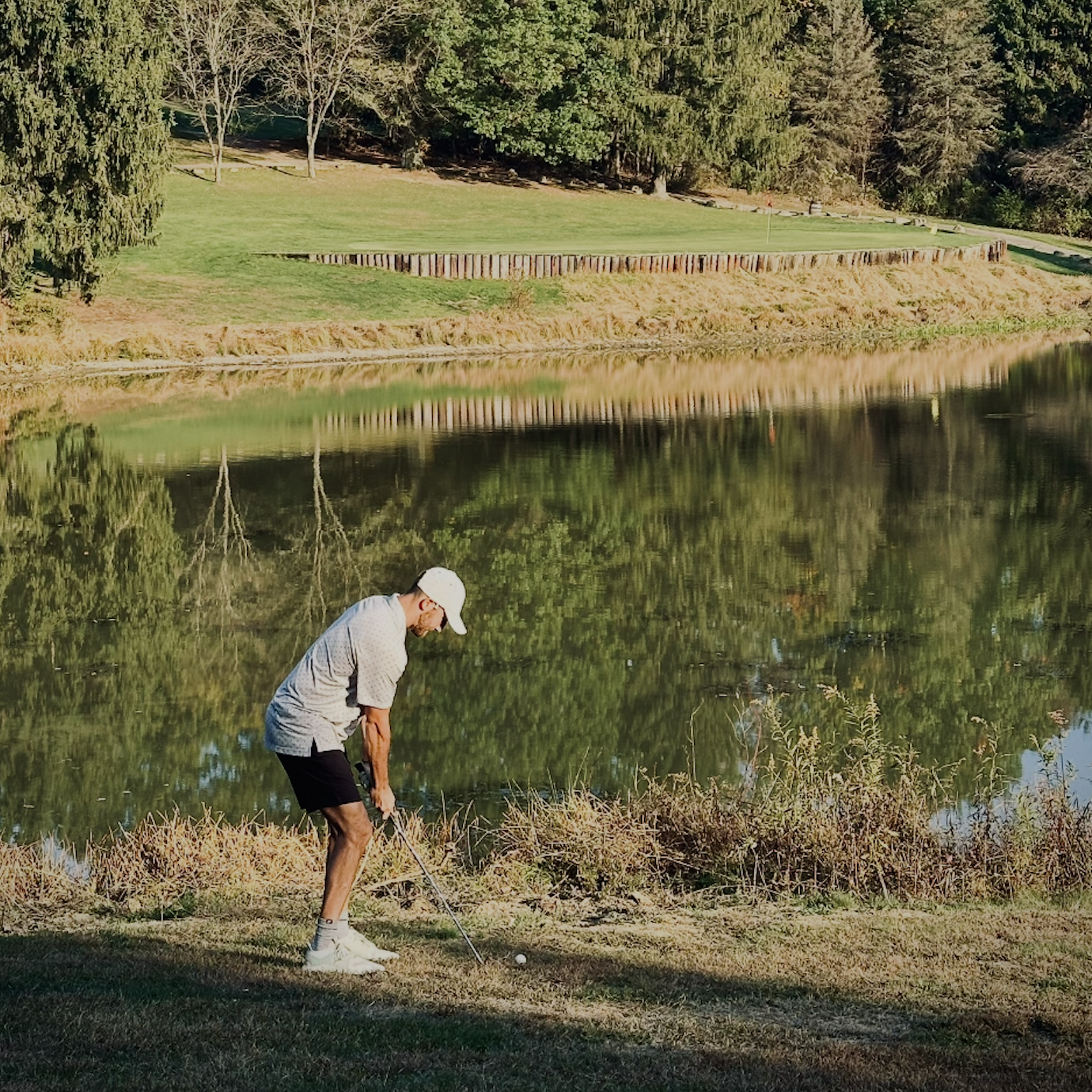 Golf course at sunset